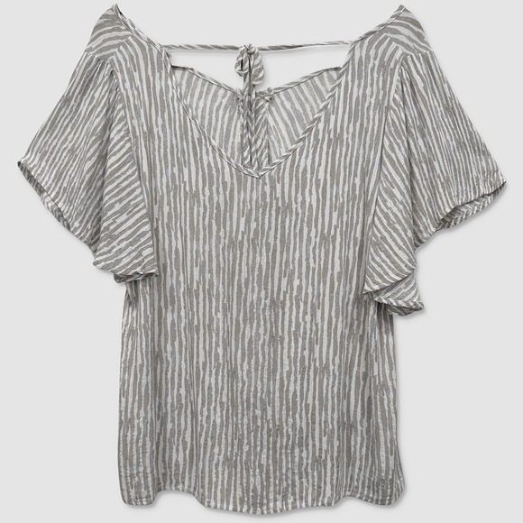 Daytrip Tops - Daytrip Blouse / Shirt / Top - Womens Medium Taupe / White / Gold - #49535-K2